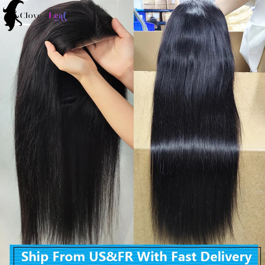 26 Inch 6x4 Glueless Wig Human Hair Ready To Wear Straight Glueless Wigs Pre-Plucked Top Brazilian Wigs for Women Closure Wig