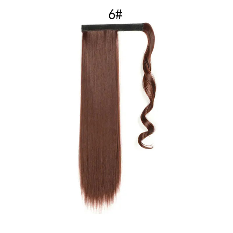 Synthetic Ponytail Extension Long Straight Wrap Around Clip In Hairpiece