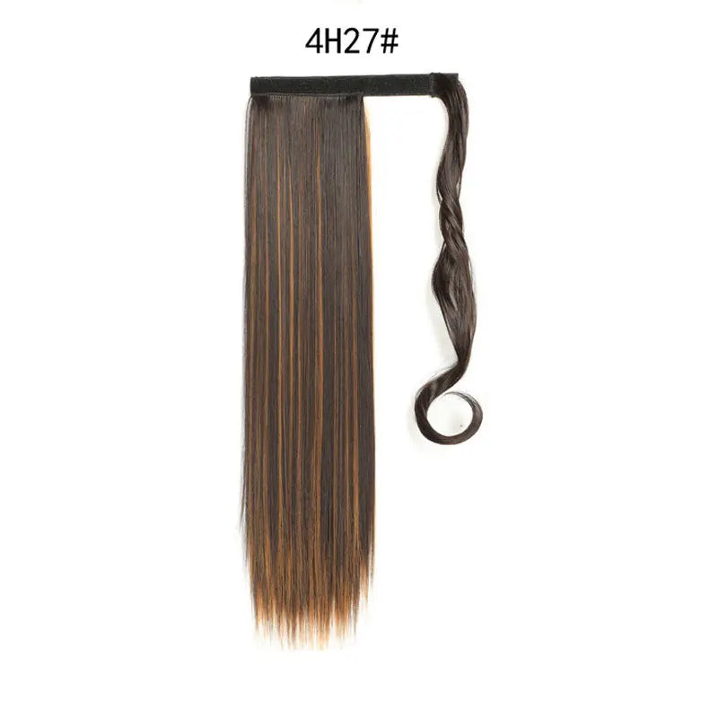 Synthetic Ponytail Extension Long Straight Wrap Around Clip In Hairpiece