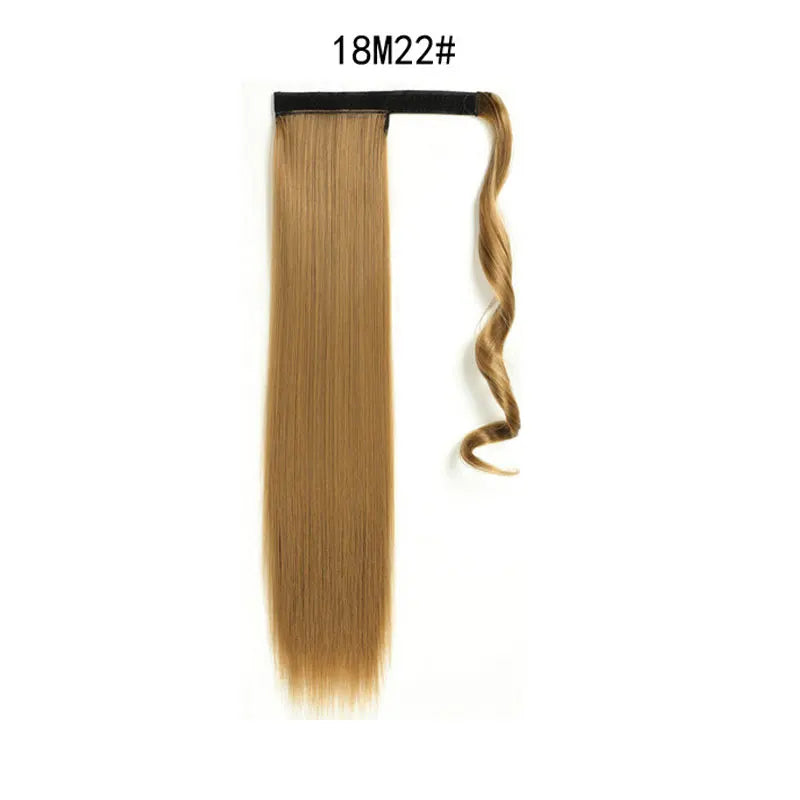 Synthetic Ponytail Extension Long Straight Wrap Around Clip In Hairpiece