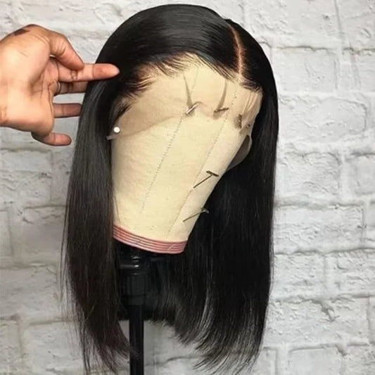 Bob Wig Human Hair 100 Percent Straight Lace Front Brazilian Remy