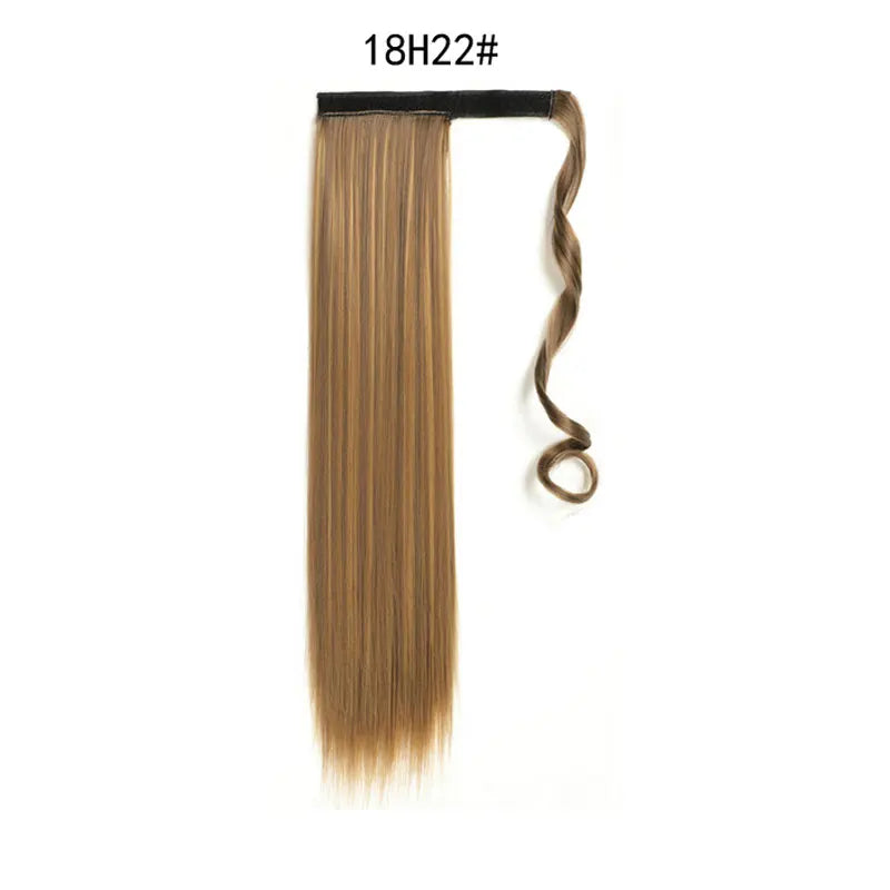 Synthetic Ponytail Extension Long Straight Wrap Around Clip In Hairpiece