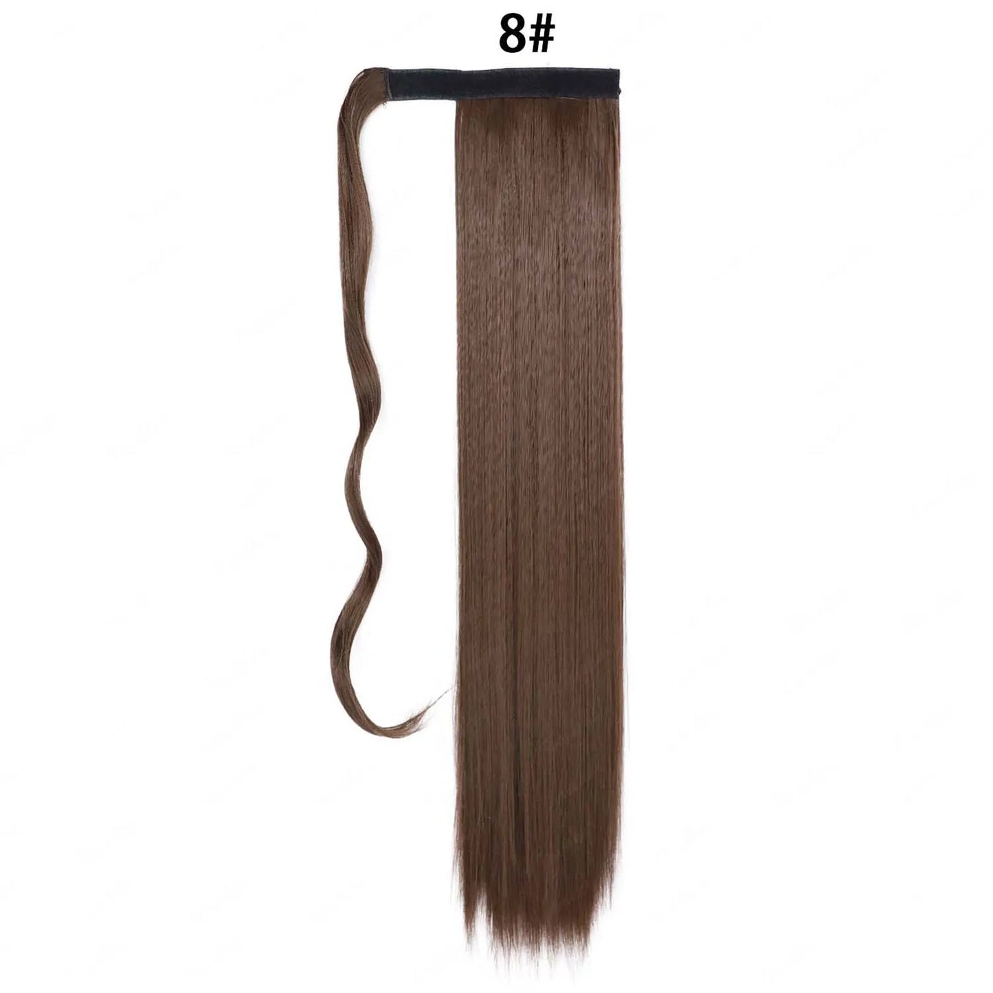 Synthetic Ponytail Extension Long Straight Wrap Around Clip In Hairpiece