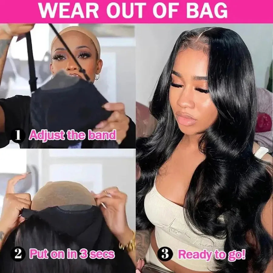 Glueless Human Hair Wigs Pre Plucked Ready to Wear Body Wave Glueless Wig Human Hair Pre Cut 4x6 Lace Closure Wigs