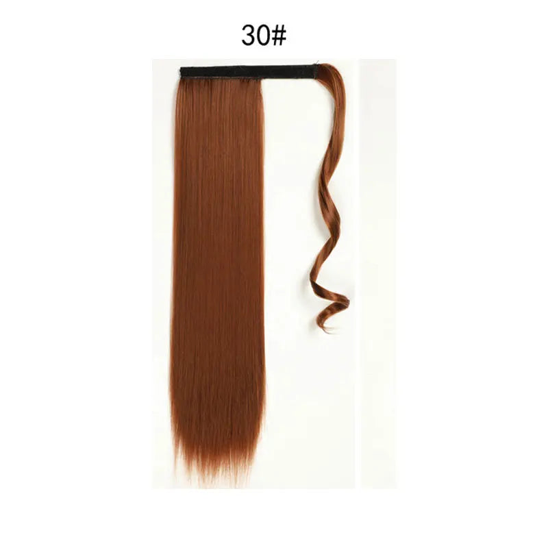 Synthetic Ponytail Extension Long Straight Wrap Around Clip In Hairpiece