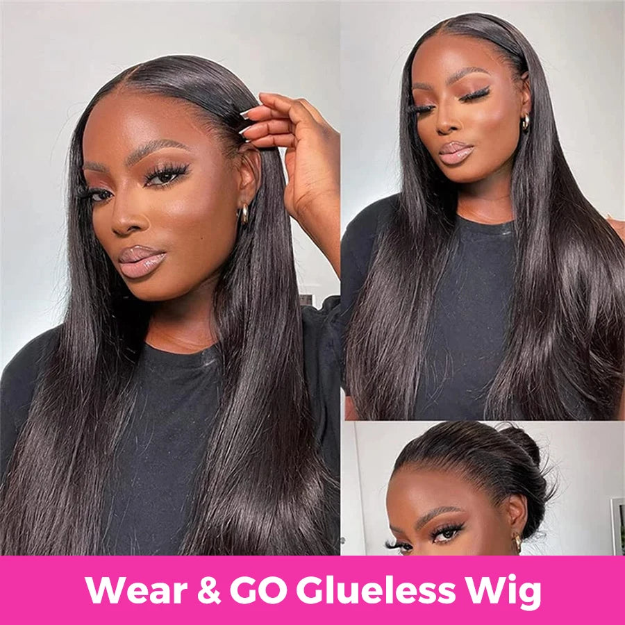 30 inch Glueless Wigs Wear and Go Pre Cut 4x4 5x5 Straight HD Lace Closure Wigs Bone Straight Glueless Human Hair Wigs