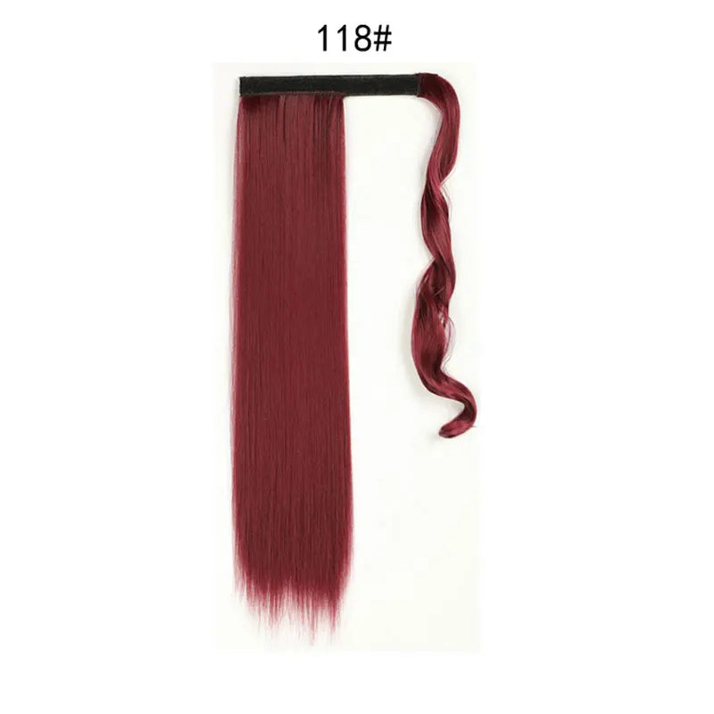 Synthetic Ponytail Extension Long Straight Wrap Around Clip In Hairpiece