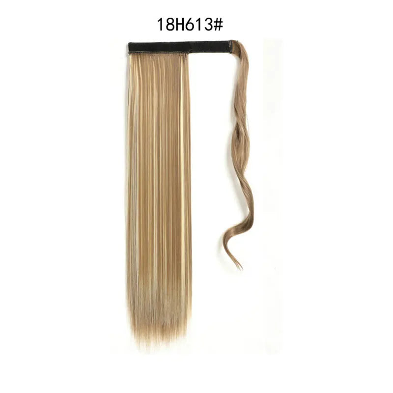 Synthetic Ponytail Extension Long Straight Wrap Around Clip In Hairpiece