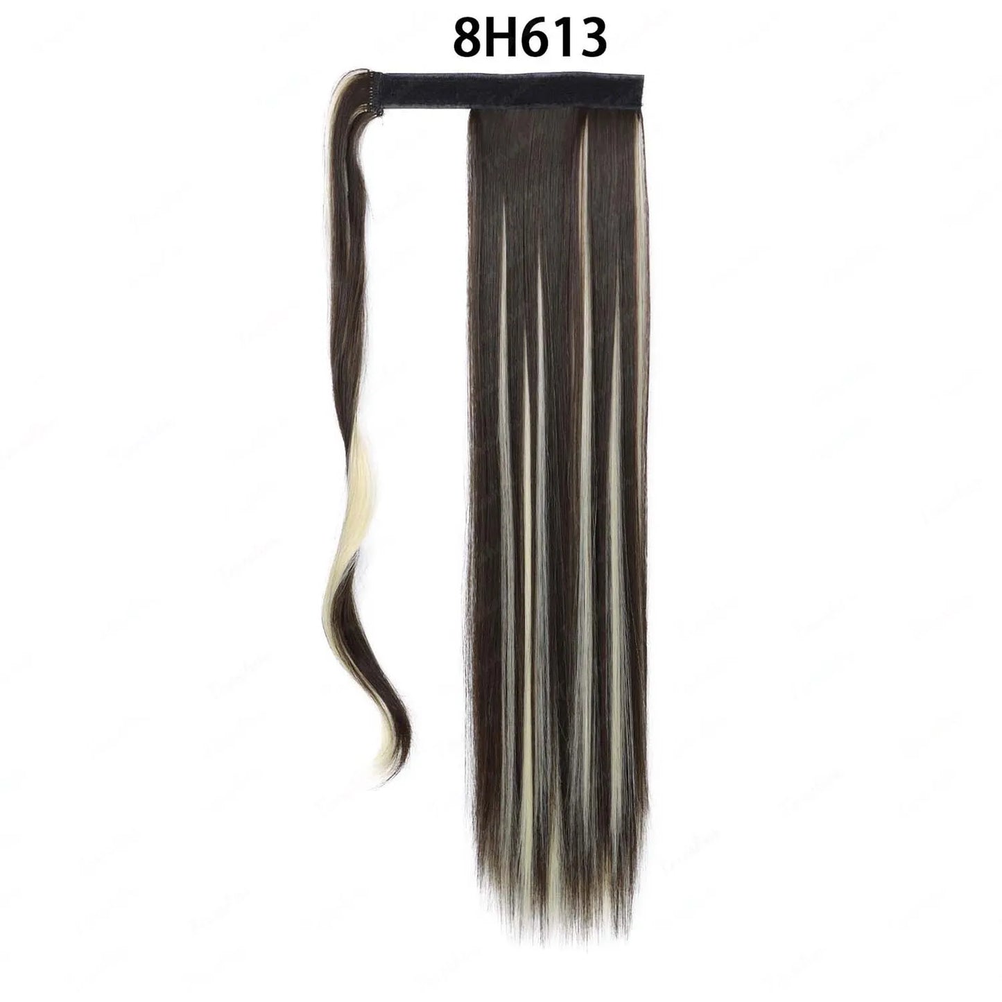 Synthetic Ponytail Extension Long Straight Wrap Around Clip In Hairpiece