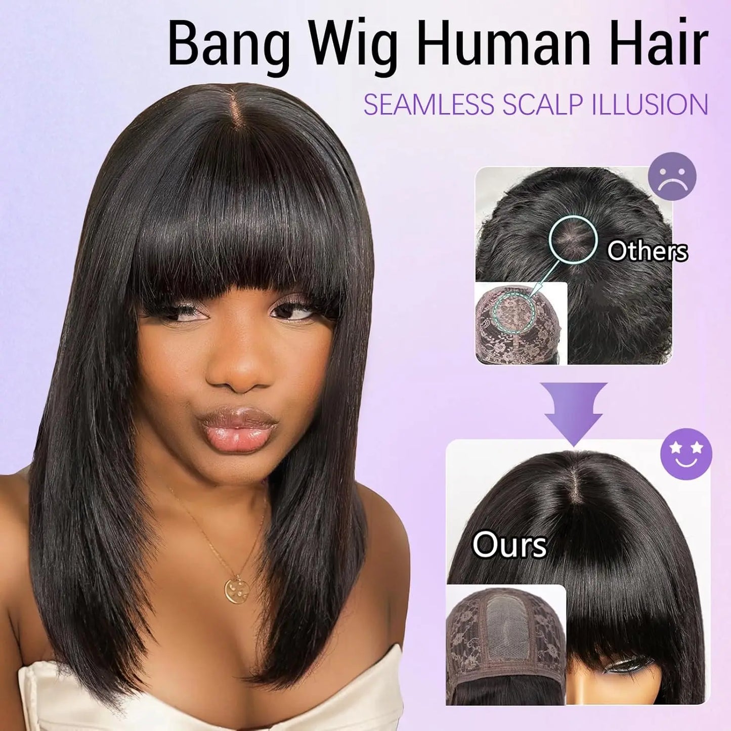 Glueless 3x1 Bob Wig Human Hair Ready To Wear And Go Short Straight Machine Made Bob Wig With Bangs Brazilian For Black Women
