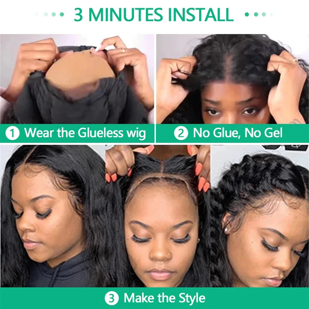 6X4 Water Wave Glueless Wig Human Hair Ready To Wear Lace Closure Glueless Wigs Human Hair Pre-Cut 30 Inch Brazilian Human Hair