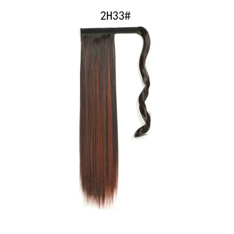 Synthetic Ponytail Extension Long Straight Wrap Around Clip In Hairpiece