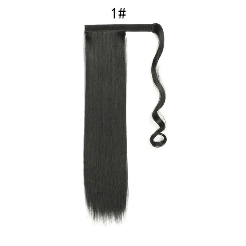 Synthetic Ponytail Extension Long Straight Wrap Around Clip In Hairpiece