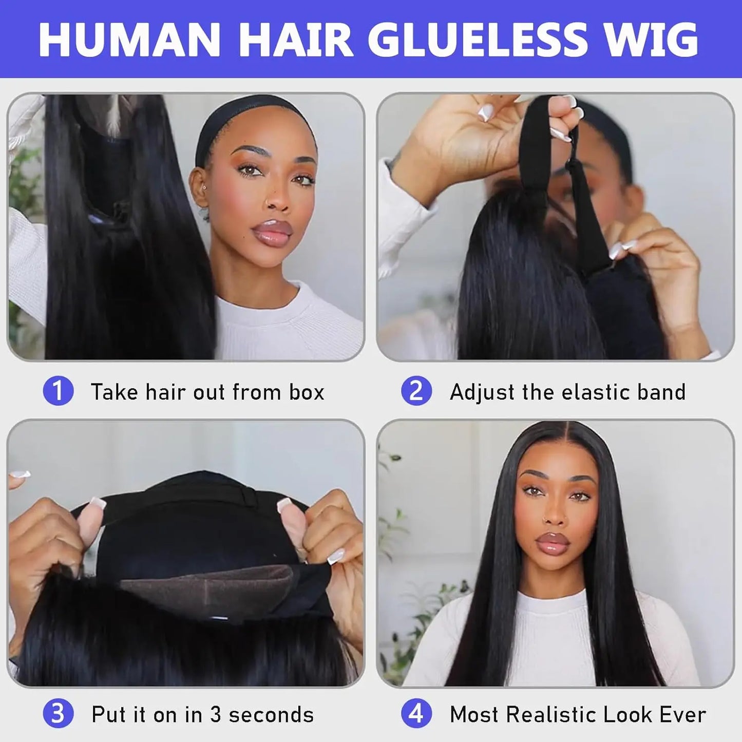 30 inch Glueless Wigs Wear and Go Pre Cut 4x4 5x5 Straight HD Lace Closure Wigs Bone Straight Glueless Human Hair Wigs