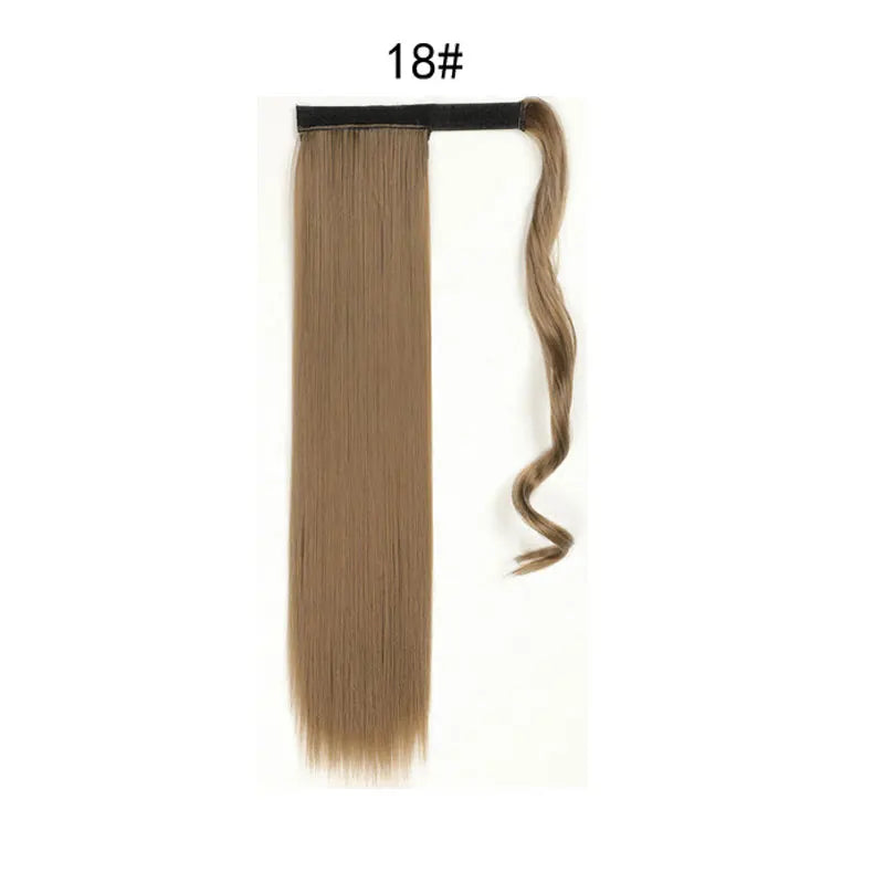 Synthetic Ponytail Extension Long Straight Wrap Around Clip In Hairpiece