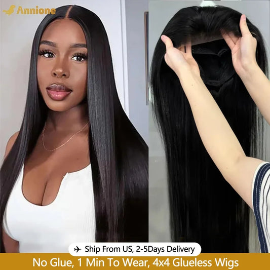 32 Inch Glueless Human Hair Wig Ready To Wear 13X4 Brazilian Straight HD Lace Front 100 Percent Human Hair Wigs