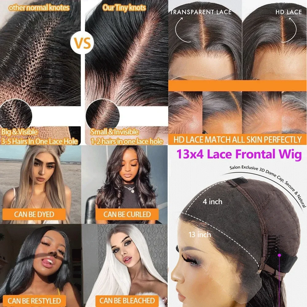 32 Inch Glueless Human Hair Wig Ready To Wear 13X4 Brazilian Straight HD Lace Front 100 Percent Human Hair Wigs