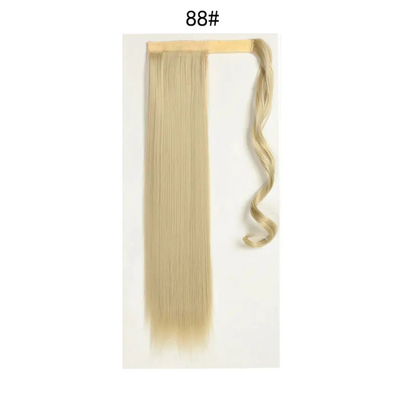 Synthetic Ponytail Extension Long Straight Wrap Around Clip In Hairpiece