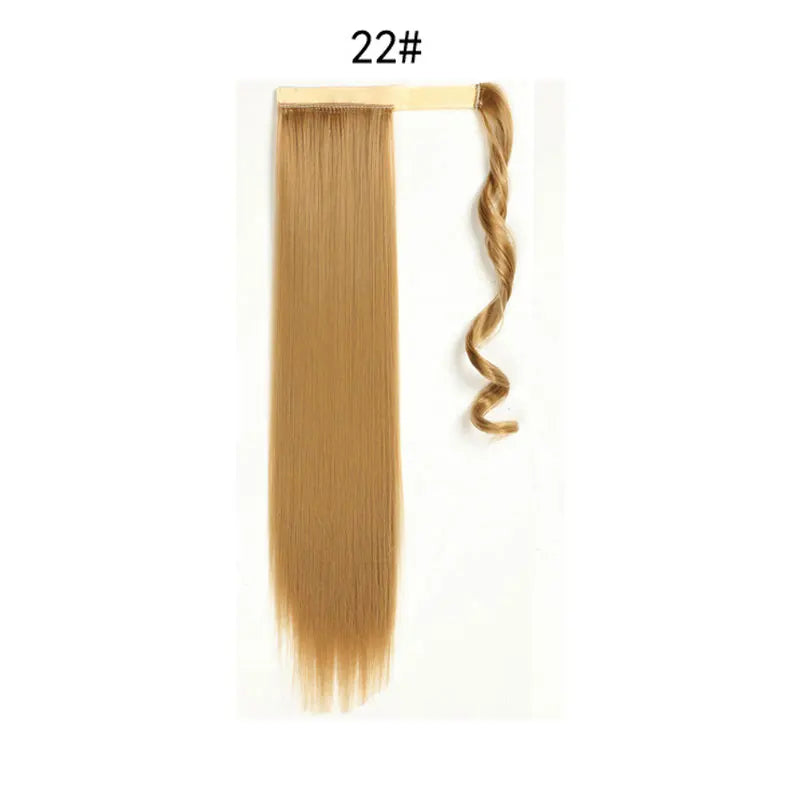 Synthetic Ponytail Extension Long Straight Wrap Around Clip In Hairpiece