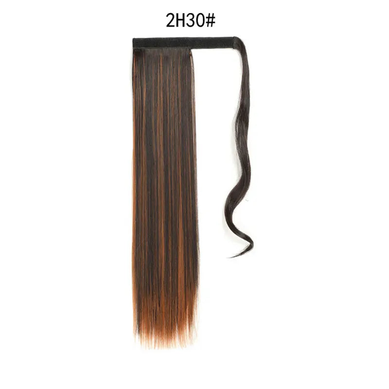 Synthetic Ponytail Extension Long Straight Wrap Around Clip In Hairpiece